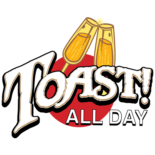 toast all day logo with champagne glasses