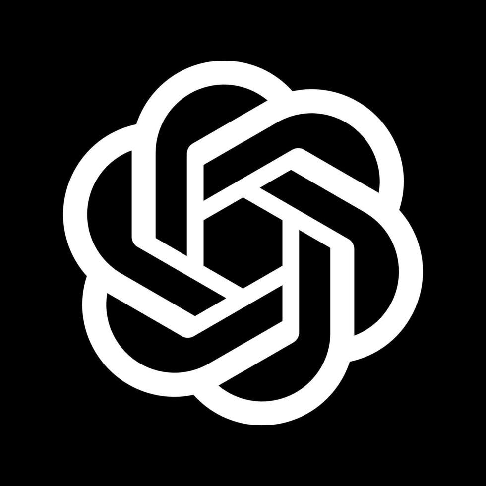 A white knot in the shape of a flower on a black background.