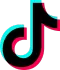 A black , red , and blue tik tok logo on a white background.