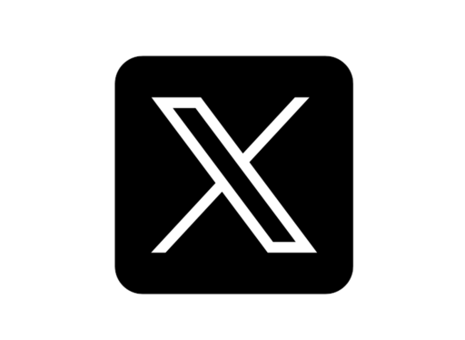 The letter x is in a black square on a white background.