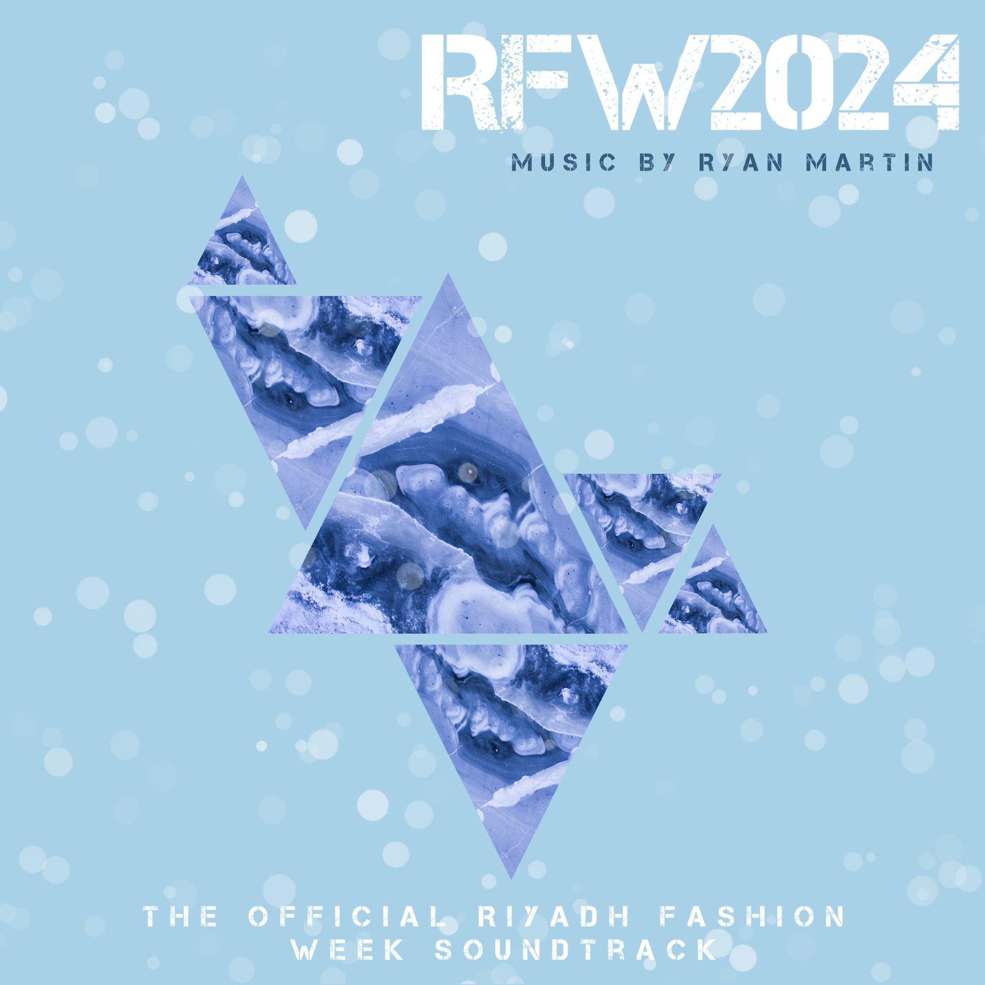 RFW 2024 soundtrack cover art. Geometric blue star over a blue background. Text: 