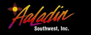 Logo for Aagladin Southwest, Inc. features the company name in colorful script with an emblem and text.