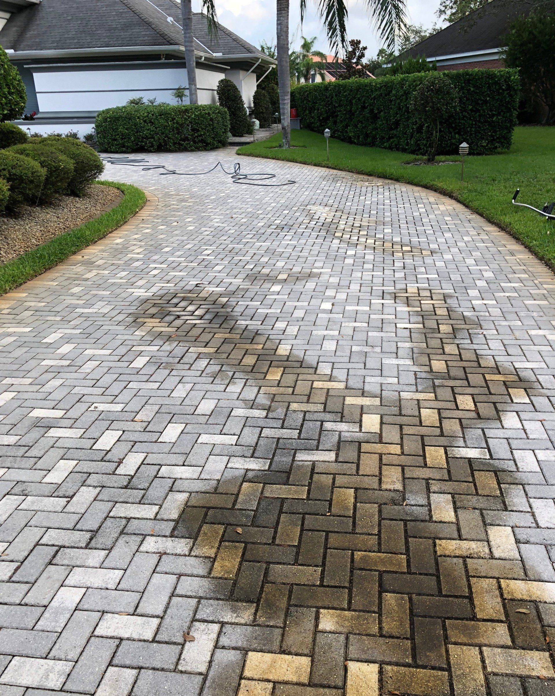 nice stone outdoor walkways and driveways