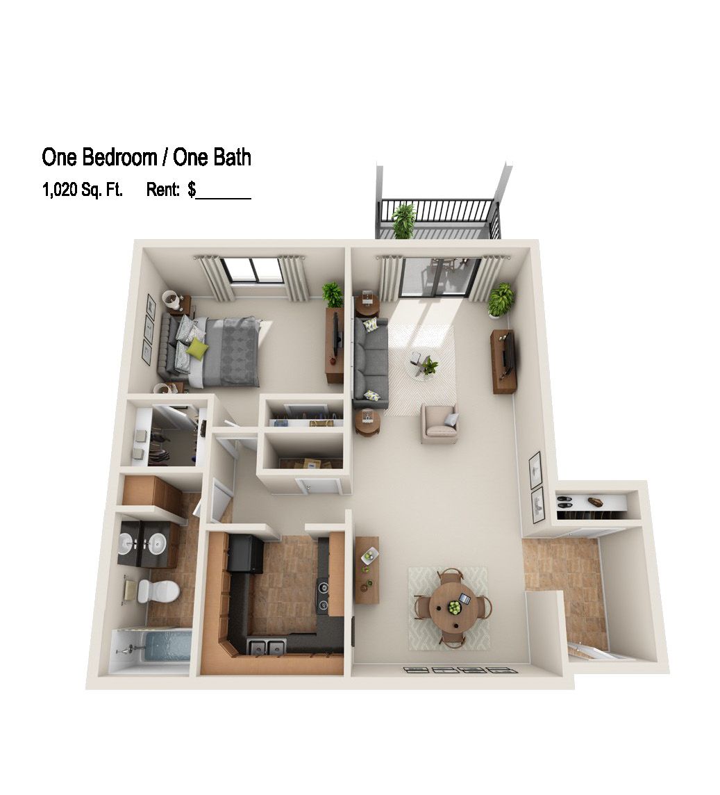 1 bed 1 bath