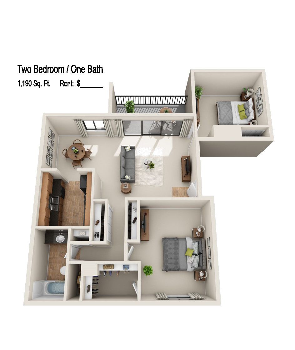 2 bed 1 bath