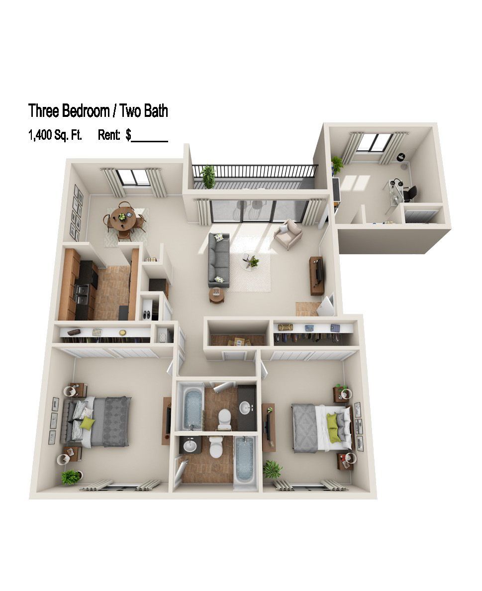 3 bed 2 bath plan