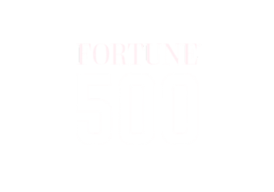 Fortune 500 logo in light pink and white.