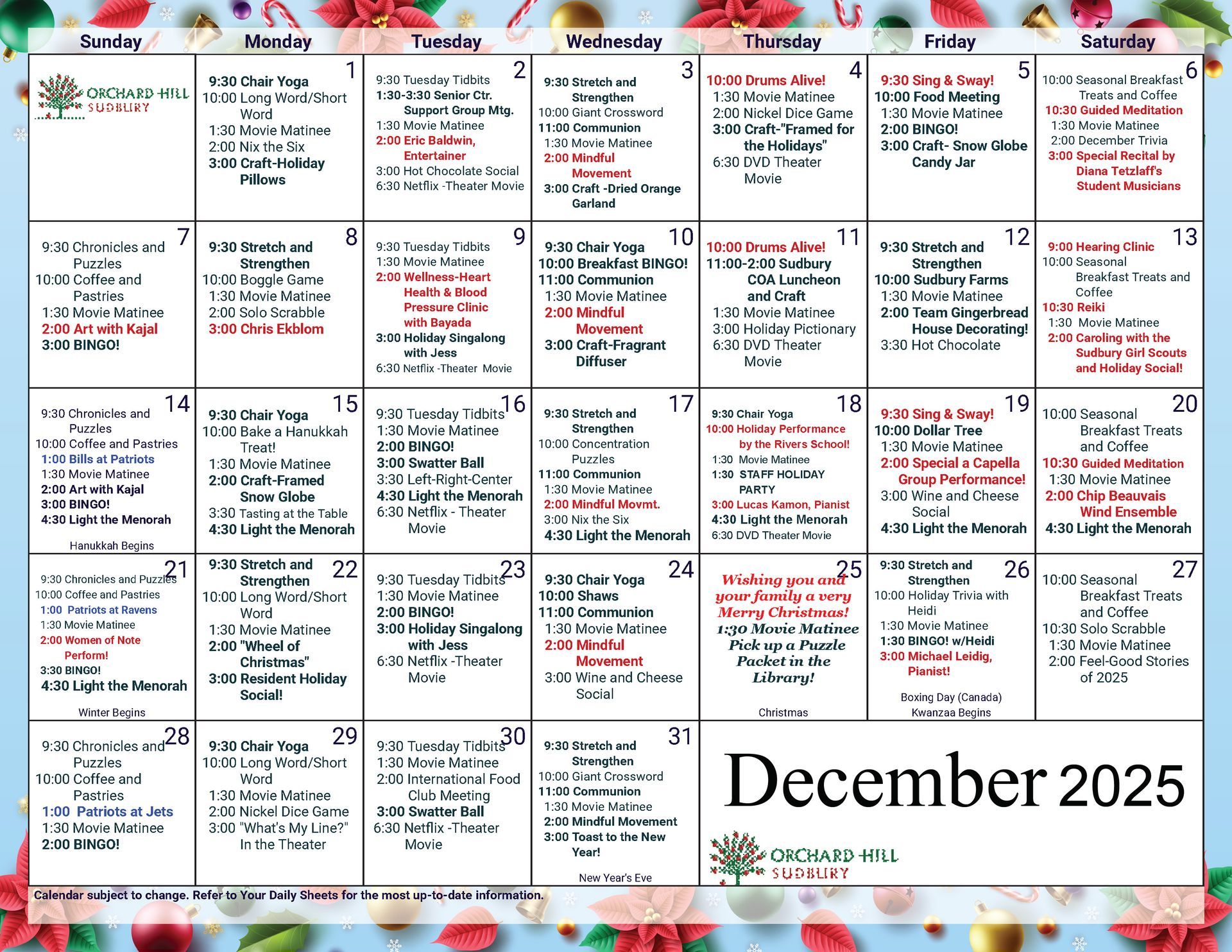 October Events Calendar