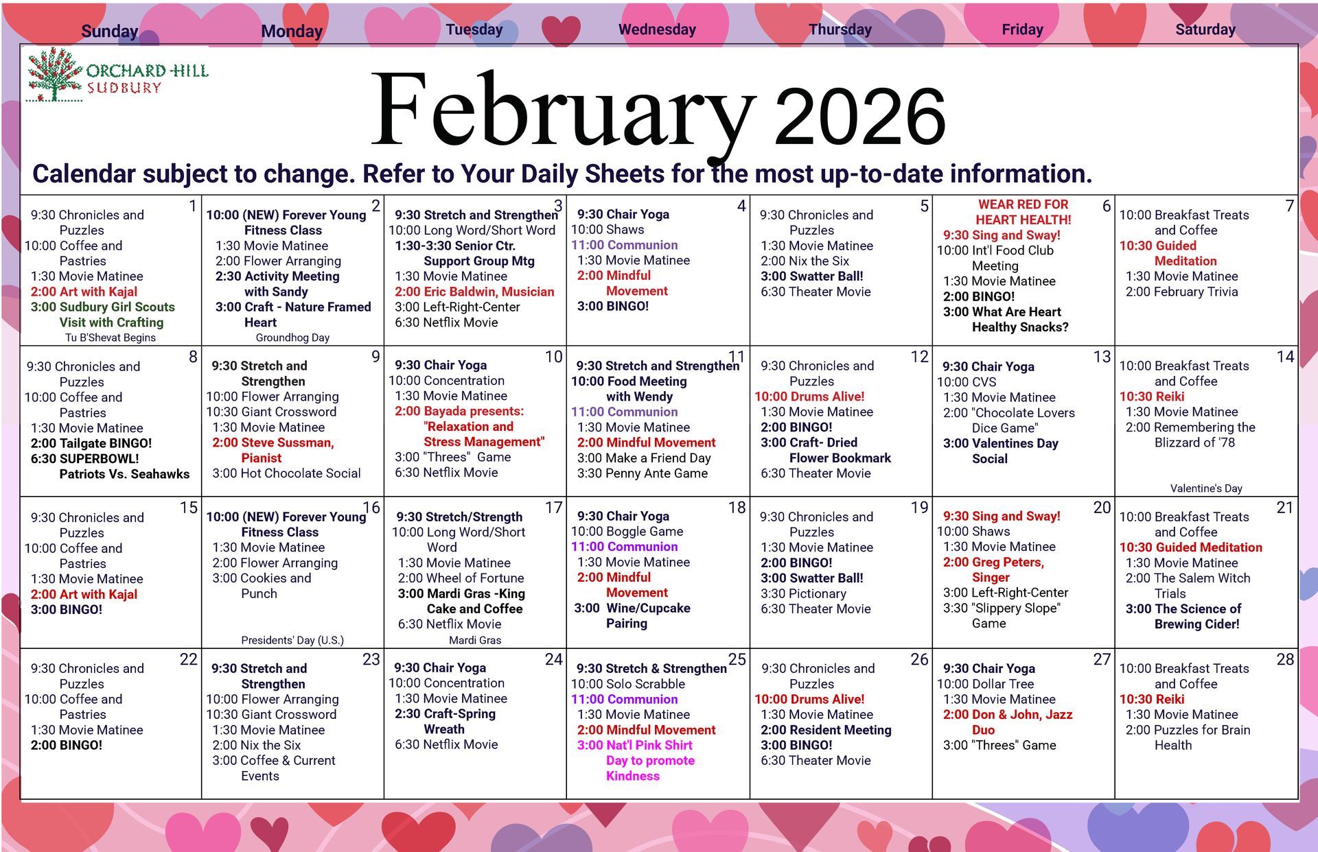 October Events Calendar