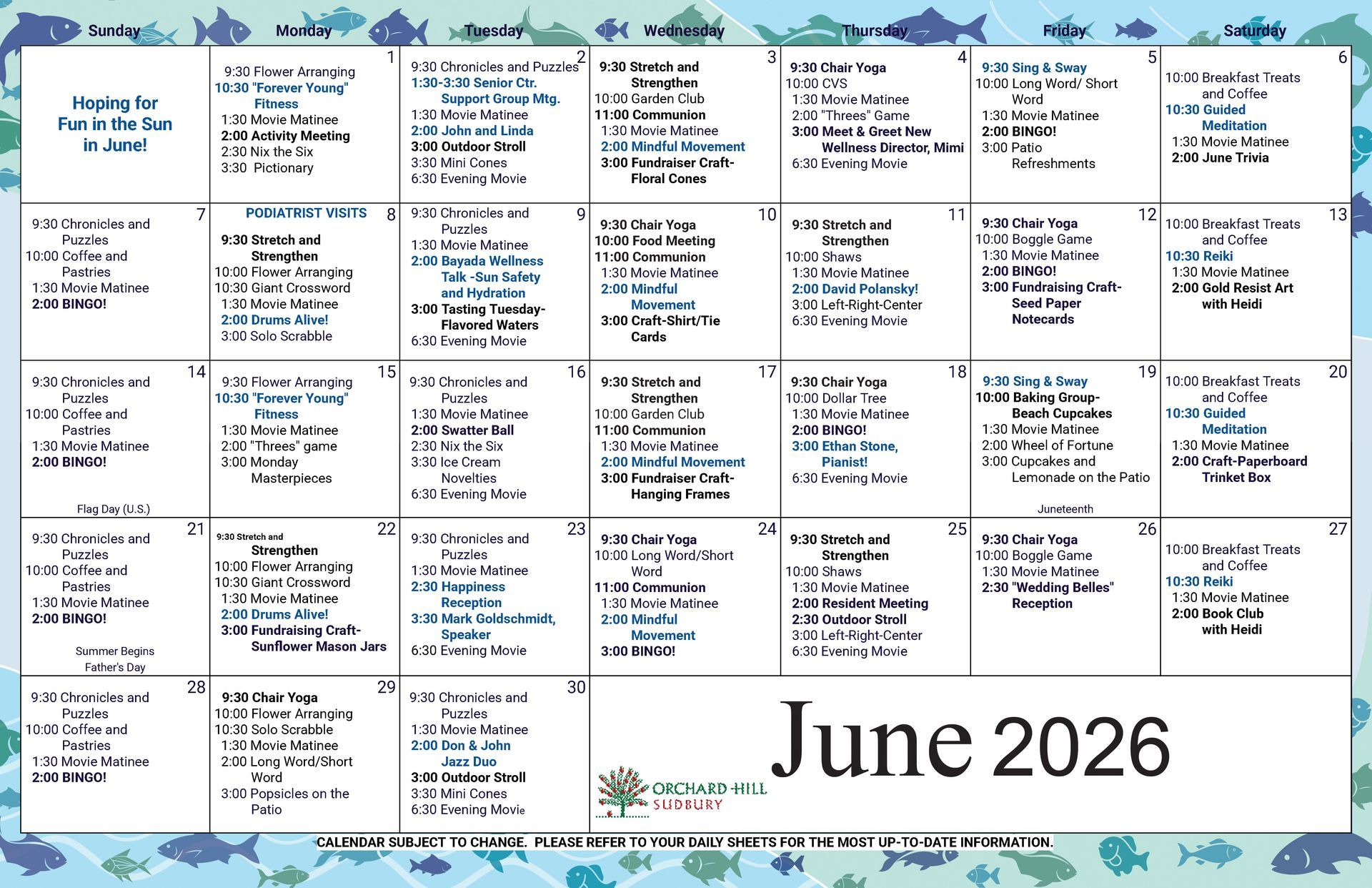 May Events Calendar
