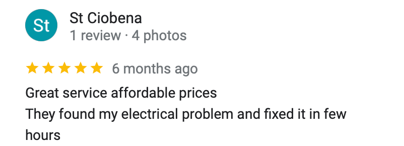 A google review for st clobena says they found my electrical problem and fixed it in few hours.