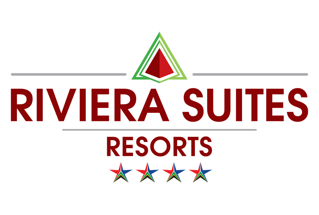 The logo for riviera suites resorts has a triangle and stars on it.