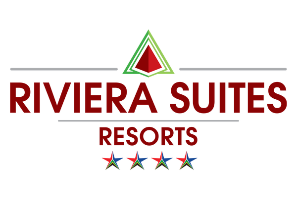 The logo for riviera suites resorts has a triangle and stars on it.