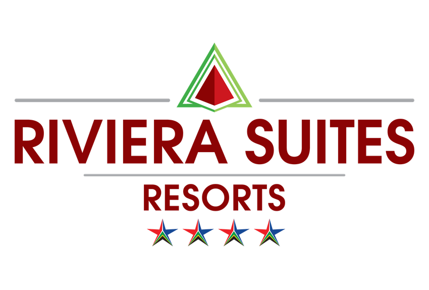 The logo for riviera suites resorts has a triangle and stars on it.