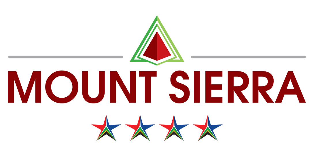 A logo for mount sierra with a triangle and three stars.