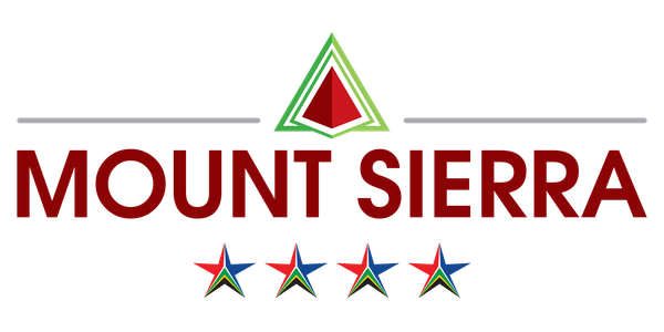 A logo for mount sierra with a triangle and three stars.