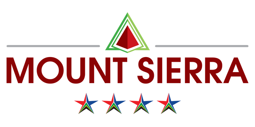 A logo for mount sierra with a triangle and three stars.
