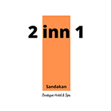 A logo for a hotel and spa called 2 inn 1.