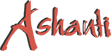 The word ashanti is written in red on a white background.