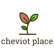 A logo for cheviot place with a plant growing out of the ground.