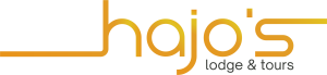 A logo for hajo 's lodge and tours