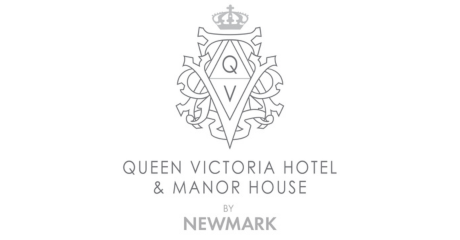 The logo for queen victoria hotel & manor house by newmark