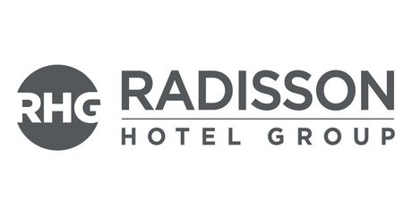 The logo for radisson hotels is on a white background.