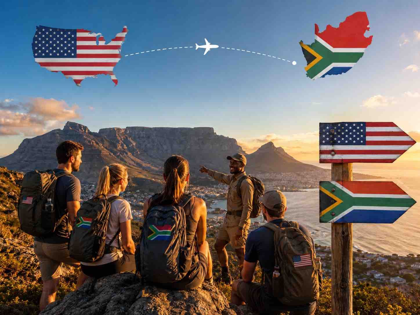 USA visitors enjoying a private guided hike in Cape Town with Table Mountain views