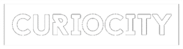 The word curiosity is written in white on a white background.