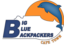 A logo for big lue backpackers cape town