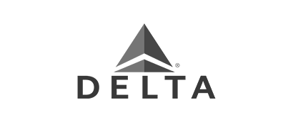 Delta logo: gray triangle with the word "DELTA" beneath it.