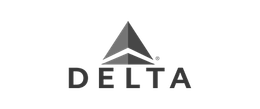 Delta logo: gray triangle with the word "DELTA" beneath it.