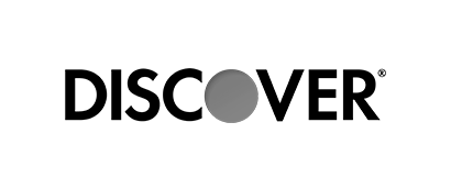 Discover card logo with a gray dot.