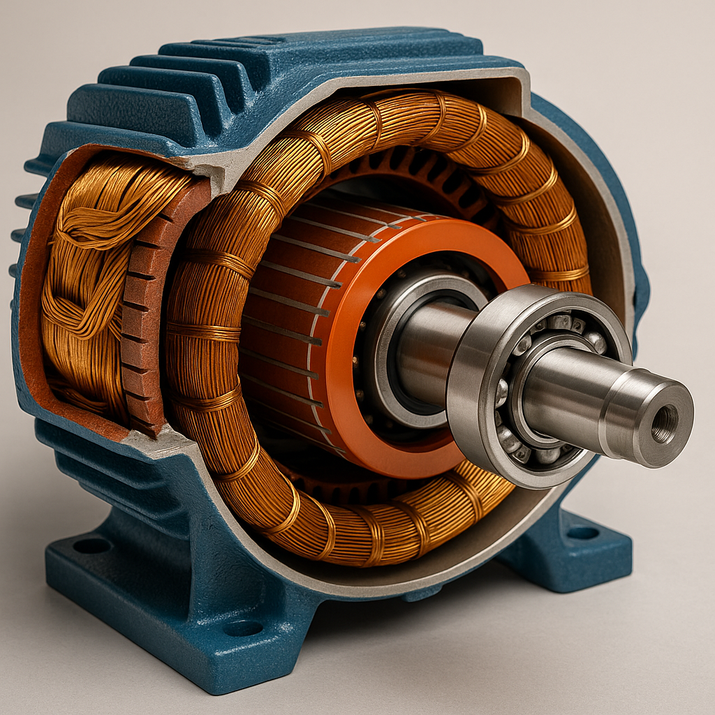 A close up of the inside of an electric motor
