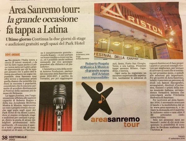 articolo di un giornale su Musica&Musica Accademia Moderna