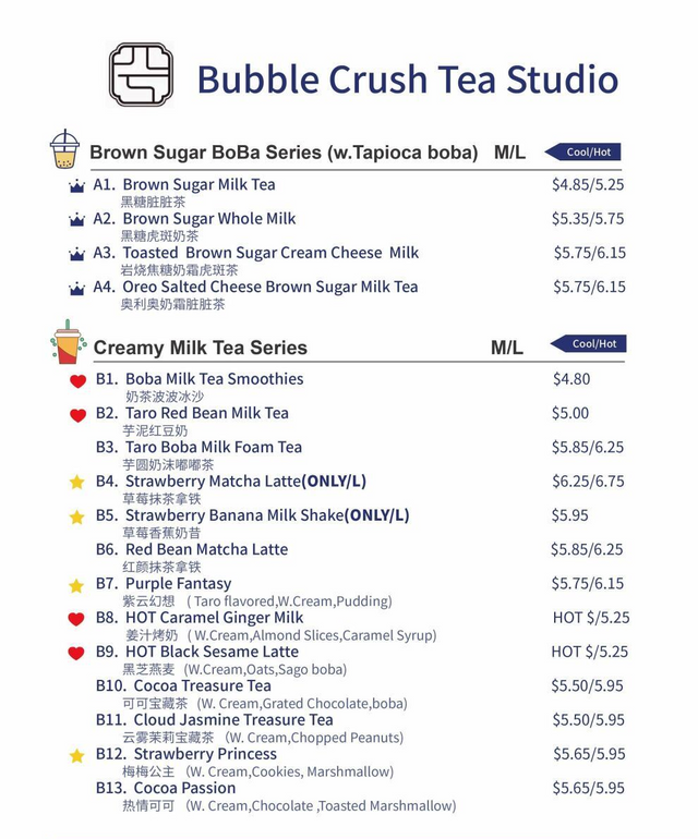Order BUBBLE CRUSH - Monterey Park, CA Menu Delivery [Menu & Prices]