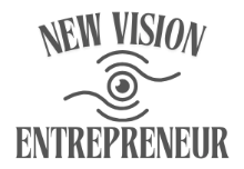 Logo: "New Vision Entrepreneur" text above stylized eye with concentric circles.