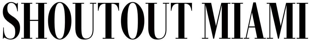 The word shoutout Miami is written in black and white on a white background.