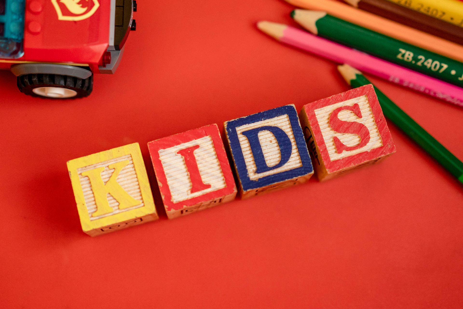 Wooden blocks spelling