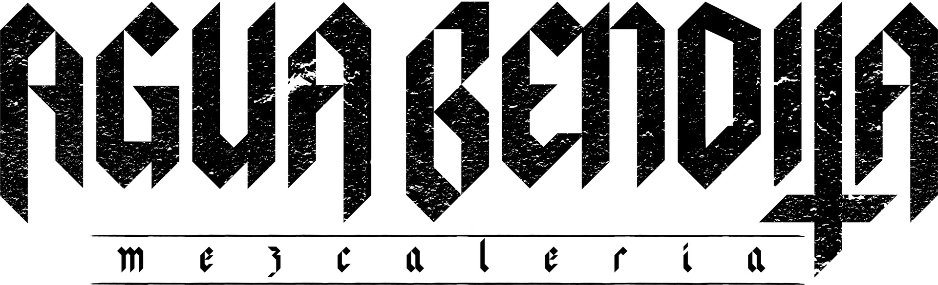 A black and white logo for agua bendita mezcaleria