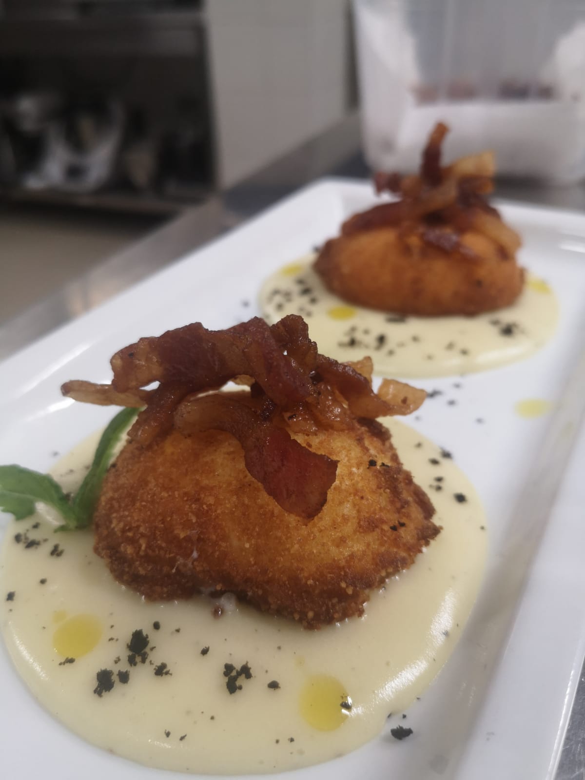 frying with crispy bacon