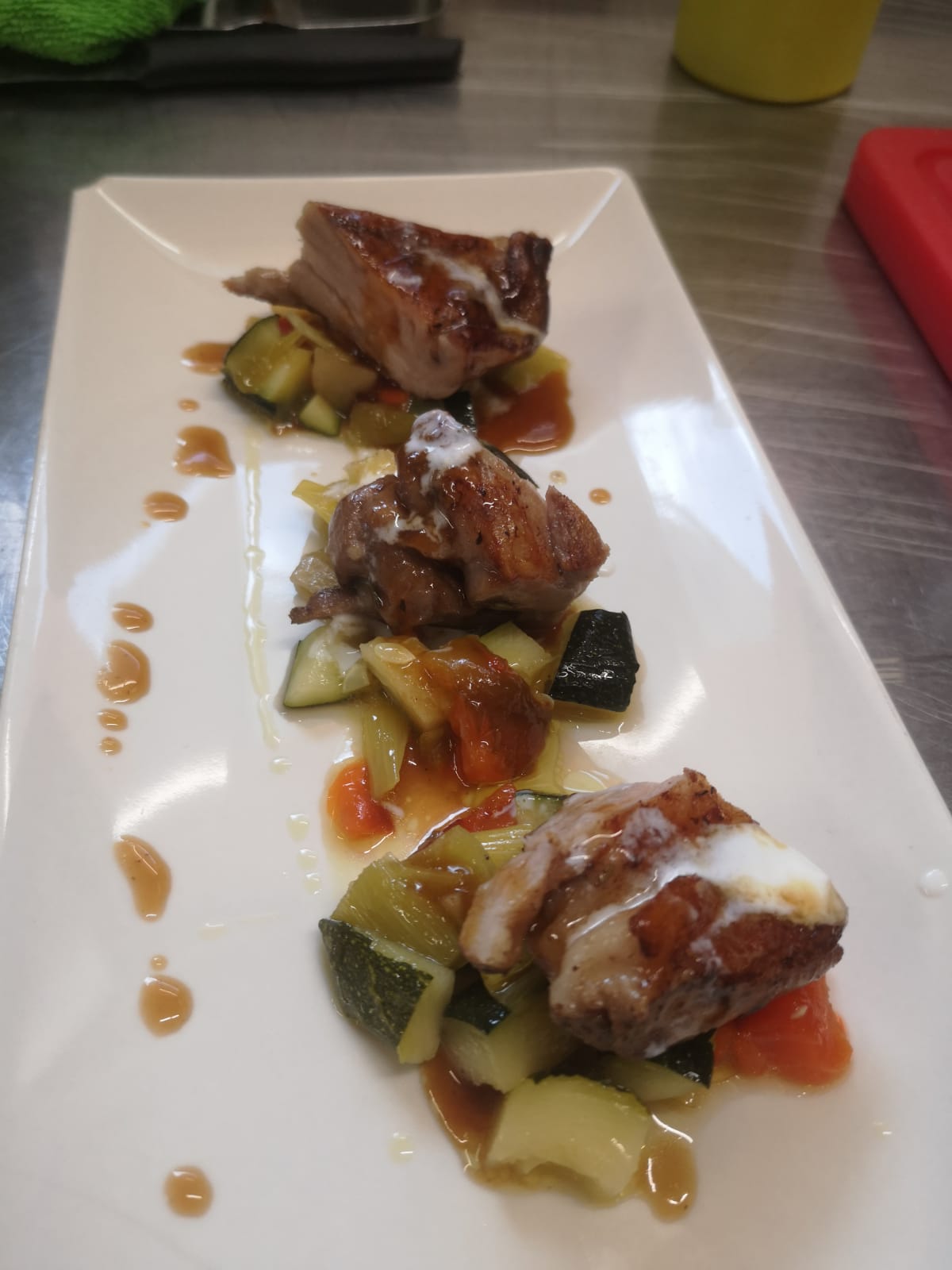 dish with pork and courgettes
