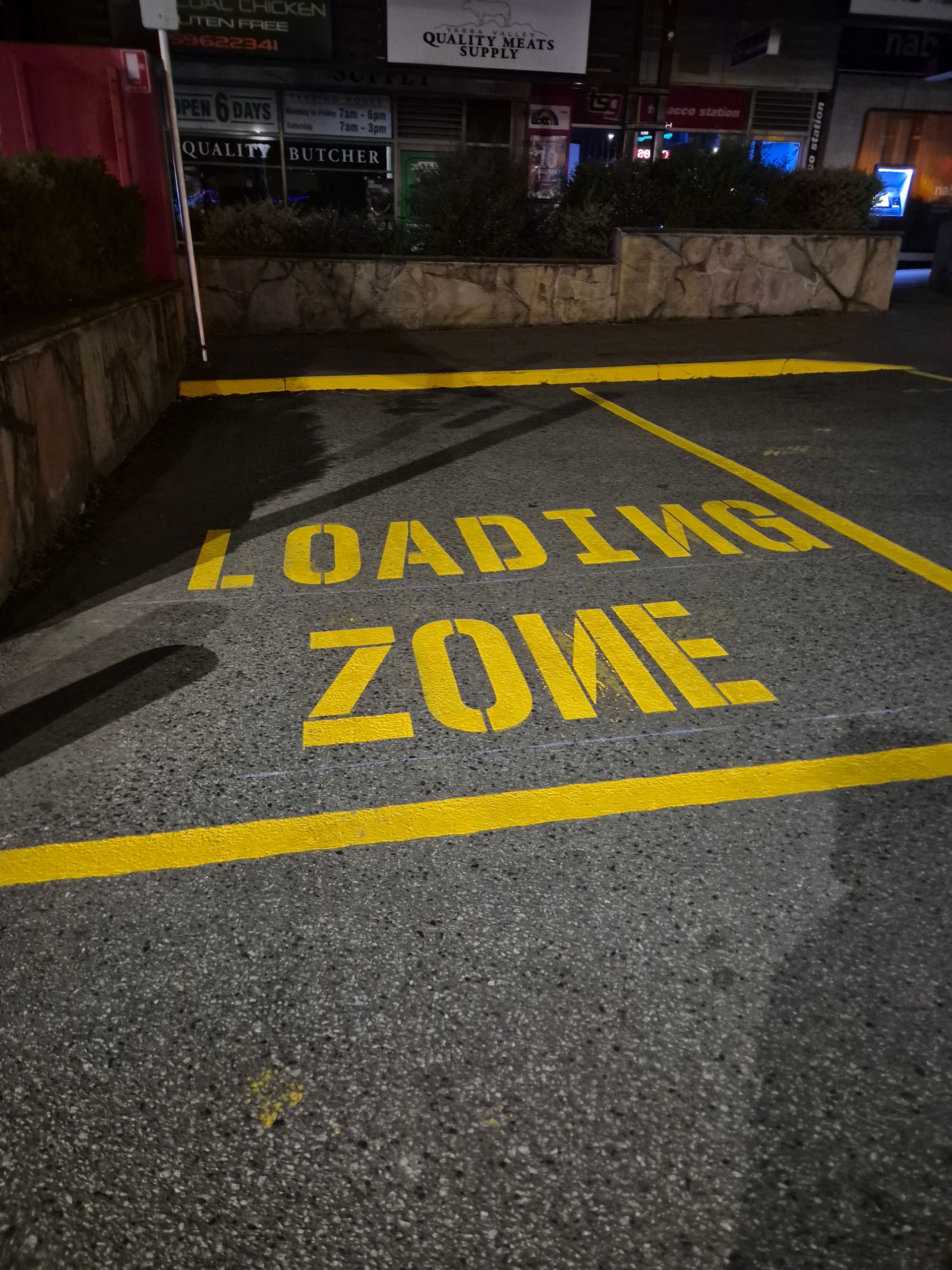 Loading zone line marking
