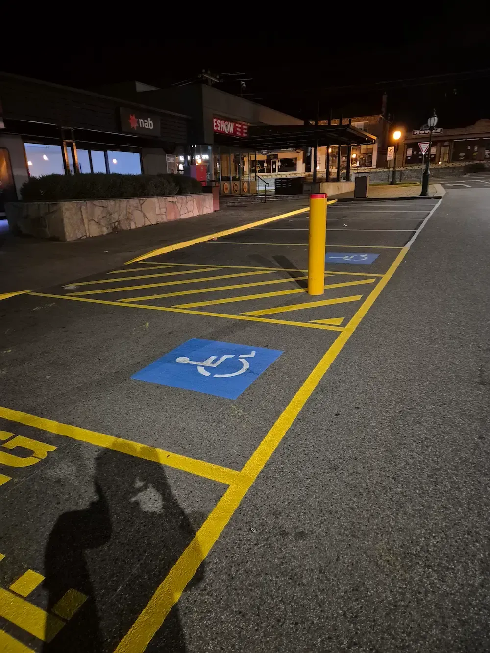 2 disabled bay and a yellow hatching installed at Coles in Healsvile 
