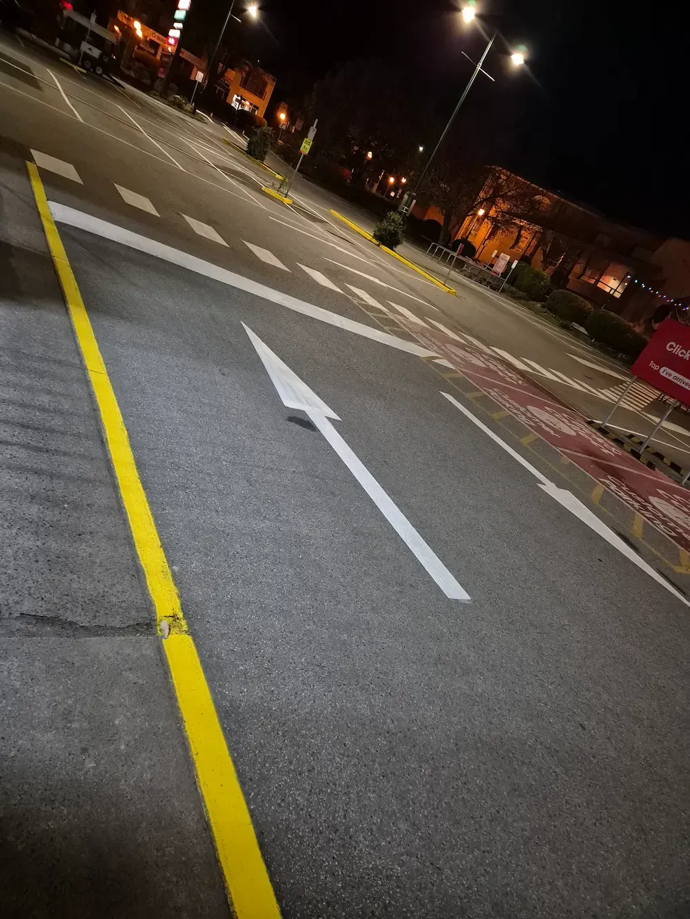 Straight arrow, Zebra crossing and yellow line road marking installed at Coles in Healsville 