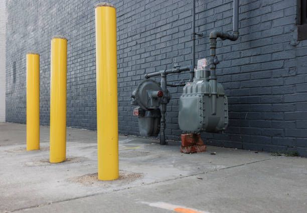 yellow gas bollards