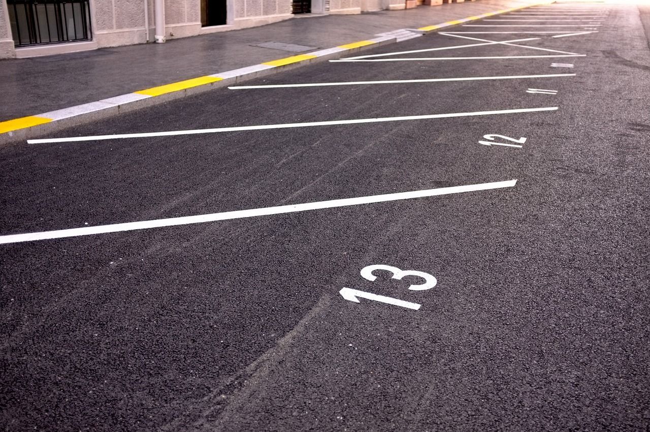 Parkin bay line marking with numbers installed