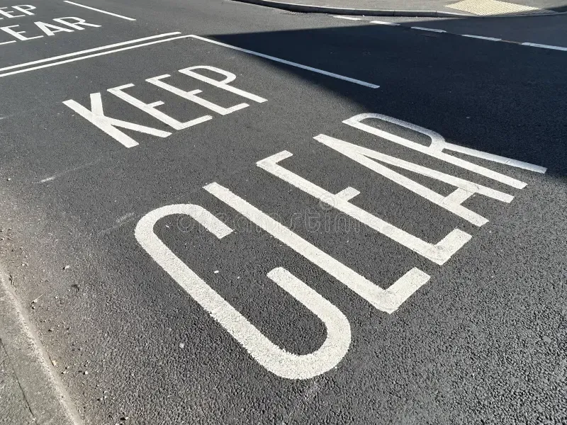Keep clear line marking in a car park