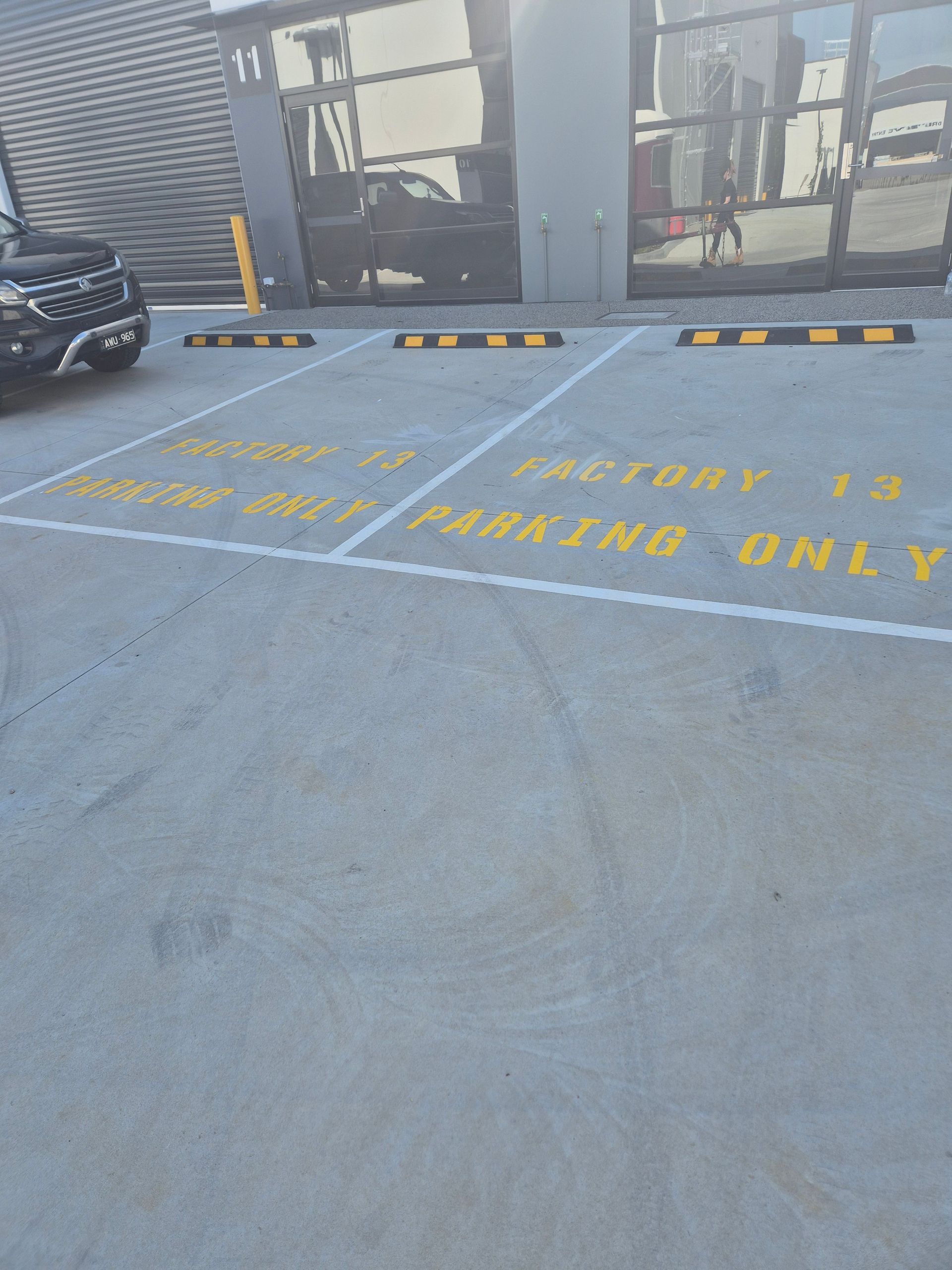 Factory 13 parking line marking complete in commercial drive pakenham