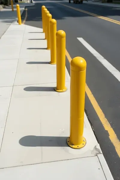 8 bollard on the side of a curb to control traffic
